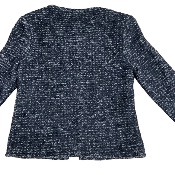 Elan Jackie-Style Boucle Tweed Jacket size Small Metallic Thread Raw Hem Lined - Picture 4 of 15
